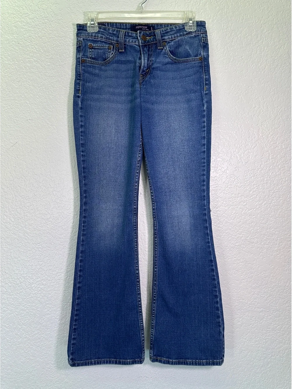 Women’s Sz 1M Levi’s Superlow 518 Jeans Bootcut Stretch Distressed Y2K